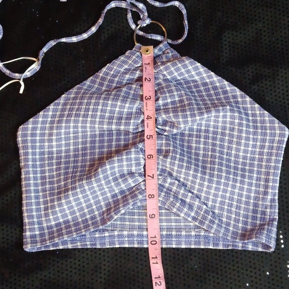 Dolls Kill × Bailey Rose Violet Purple & White Gingham Halter Crop Top (M) 🪻 - Picture 9 of 13